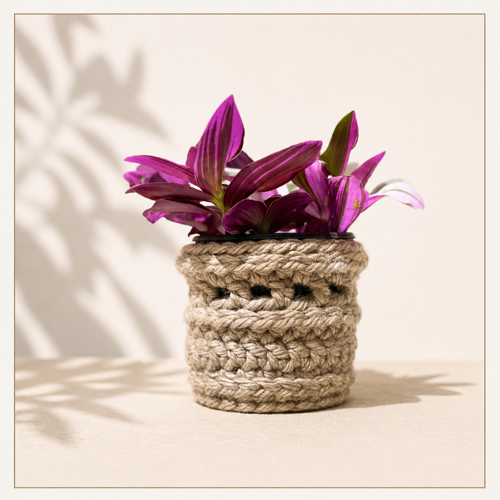 🌿 The Meadow Sleeve – Crochet Planter Cover
