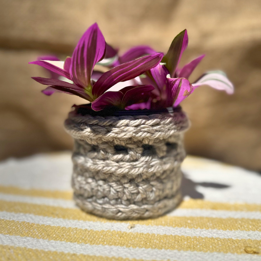 🌿 The Meadow Sleeve – Crochet Planter Cover