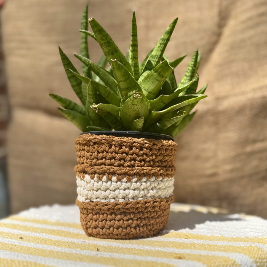 🧵 The Willow Sleeve – Crochet Planter Cover
